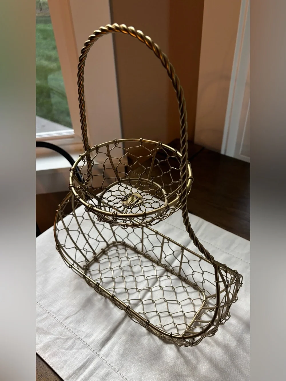 Gold Wire Two-Tier Display Basket